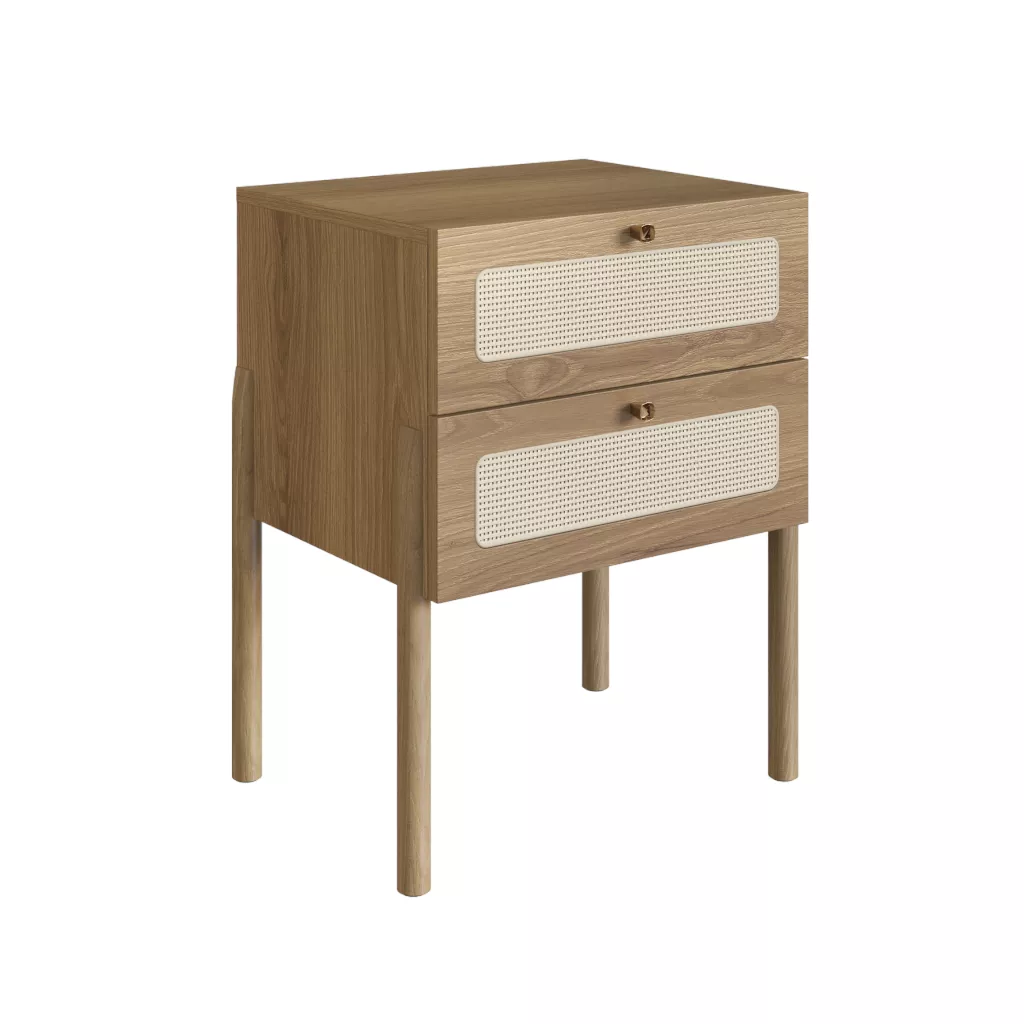 Mesa De Cabeceira Com 2 Gavetas Oslo Pés em Madeira